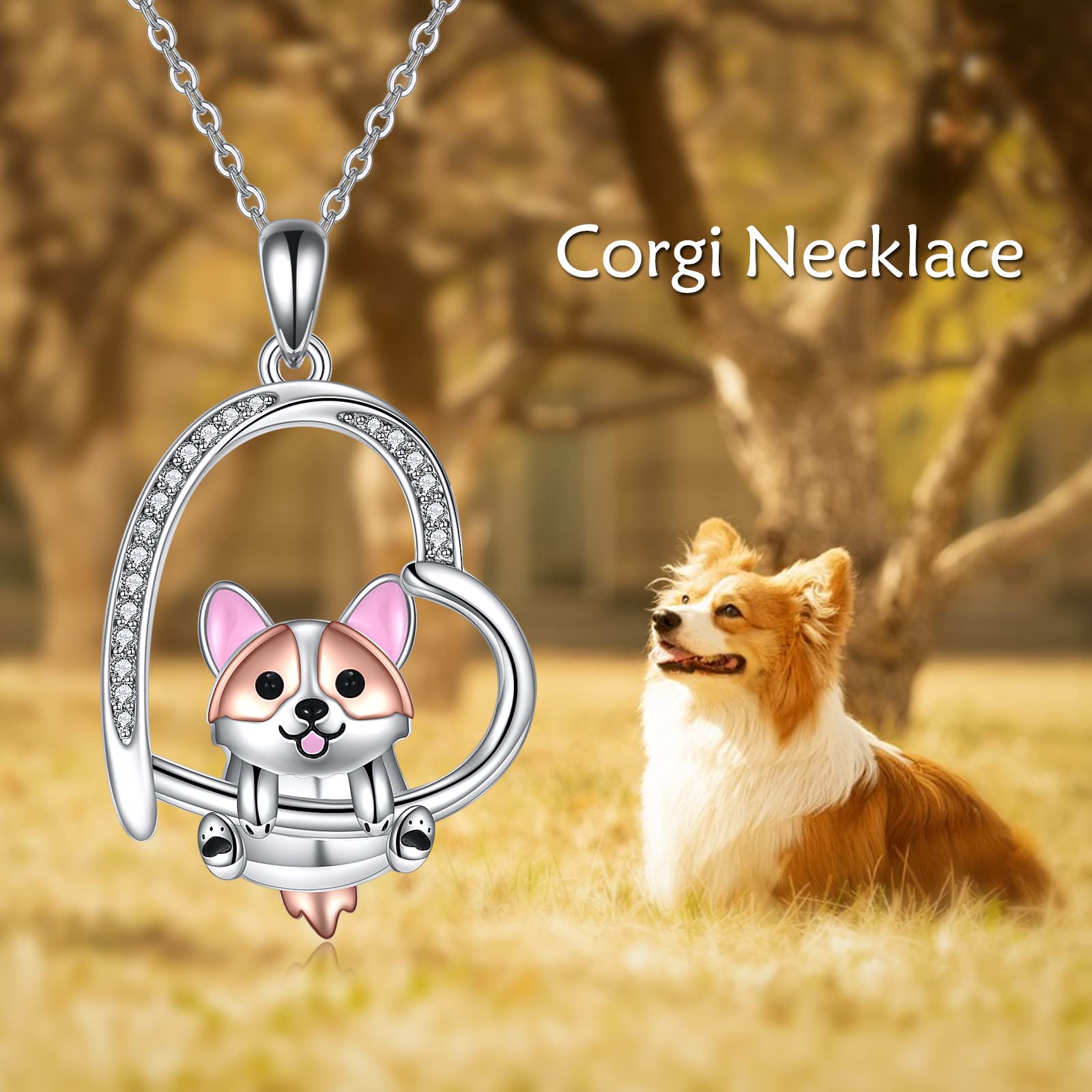 MONGAS Animal Necklace for Women Sterling Silver Duck/Axolotl/Hippo/Corgis/Puffin/Blue Jay/Ferret/Pug/Skunk/Dachshund/Violin/Snowman Necklace Cute Animal Jewelry Gifts for Women Mother Mom - Image 6