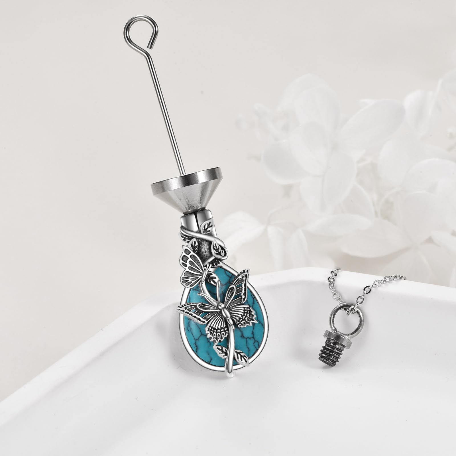 MONGAS Butterfly Urn Necklace for Ashes for Women 925 Sterling Silver Heart Crystal Condolence Cremation Jewelry Remembrance Gift for Loss - Image 5