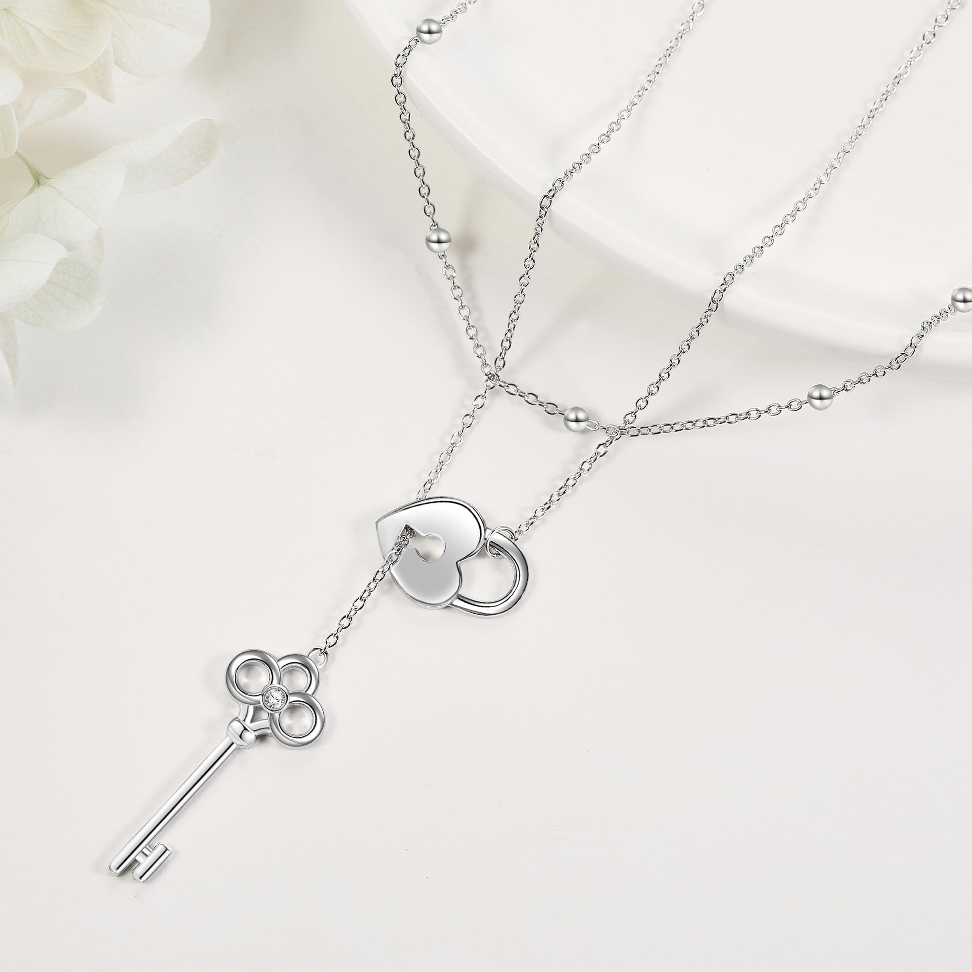 MONGAS Cowboy Boot/Lock and Key/Nurse/Cross Black/Snowflake/Music/Pearl/Penguin/Sunflower Necklace for Women Sterling Silver Layered Pendant Necklace for Women - Image 3