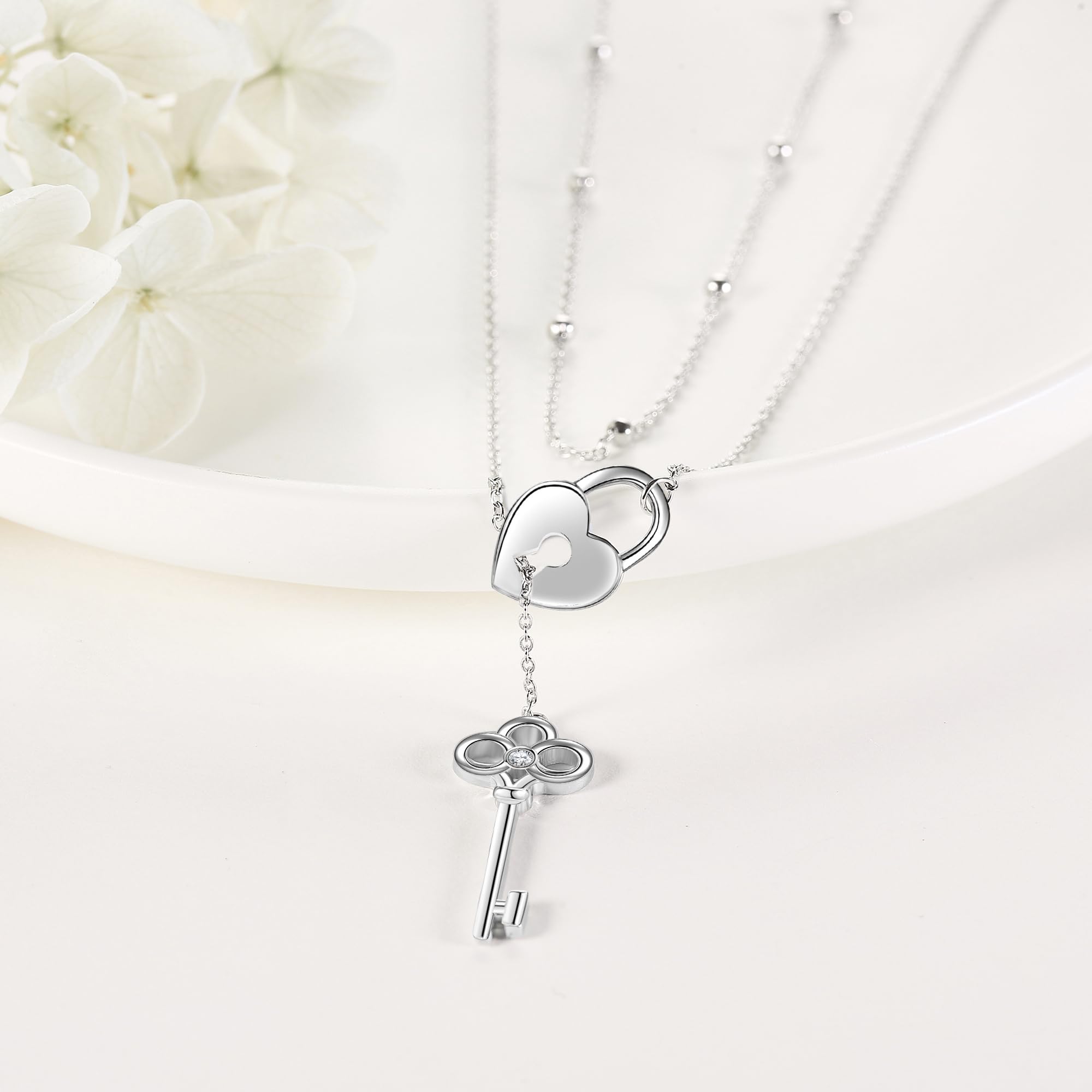 MONGAS Cowboy Boot/Lock and Key/Nurse/Cross Black/Snowflake/Music/Pearl/Penguin/Sunflower Necklace for Women Sterling Silver Layered Pendant Necklace for Women - Image 4