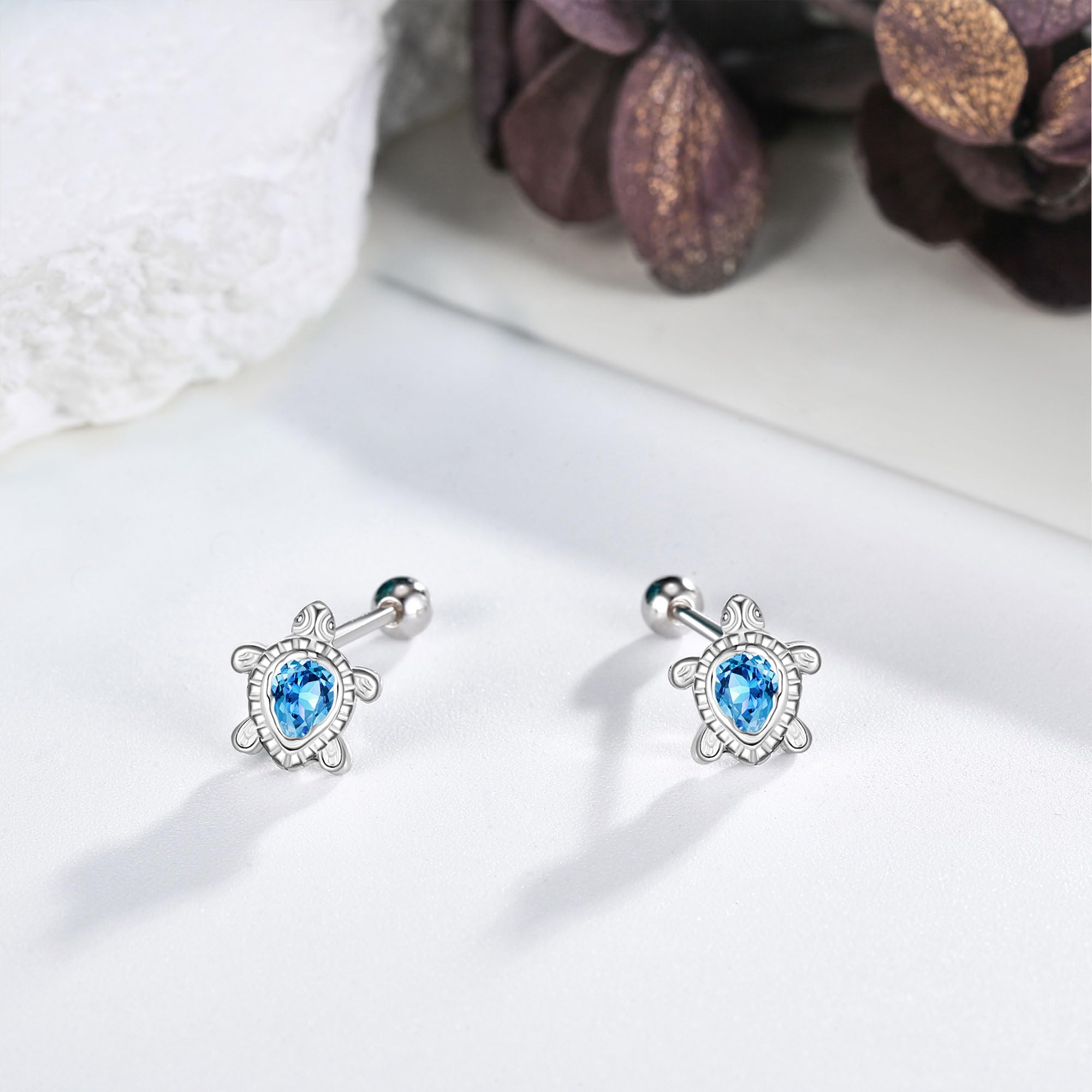 MONGAS Lotus/Cherry/Turtle/Seahorse/Ladybug/Daisy/Spike/Horse/Dachshund/Pickleball/Dragon/Earrings Sterling Silver Screw Back Stud Earrings Jewelry for Women - Image 4