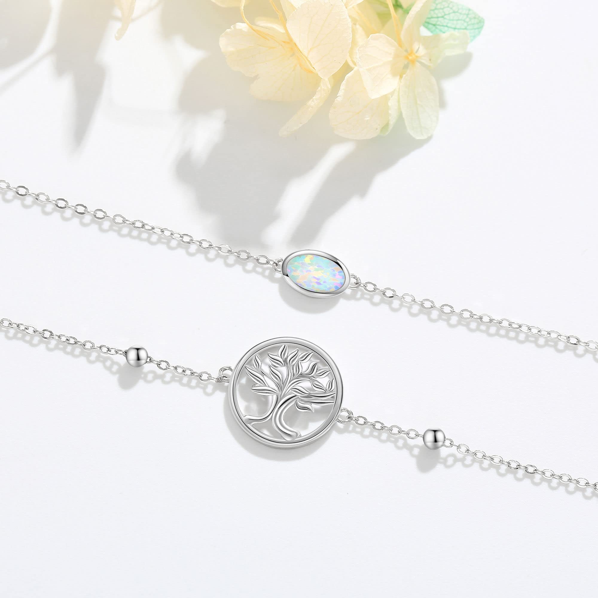 MONGAS Tree of Life/Dragonfly/Butterfly/Hamsa Evil Eye/Elephant/Daisy/Turtle Bracelets Sterling Silver Adjustable Bracelet Christmas Jewelry Gifts for Women - Image 3
