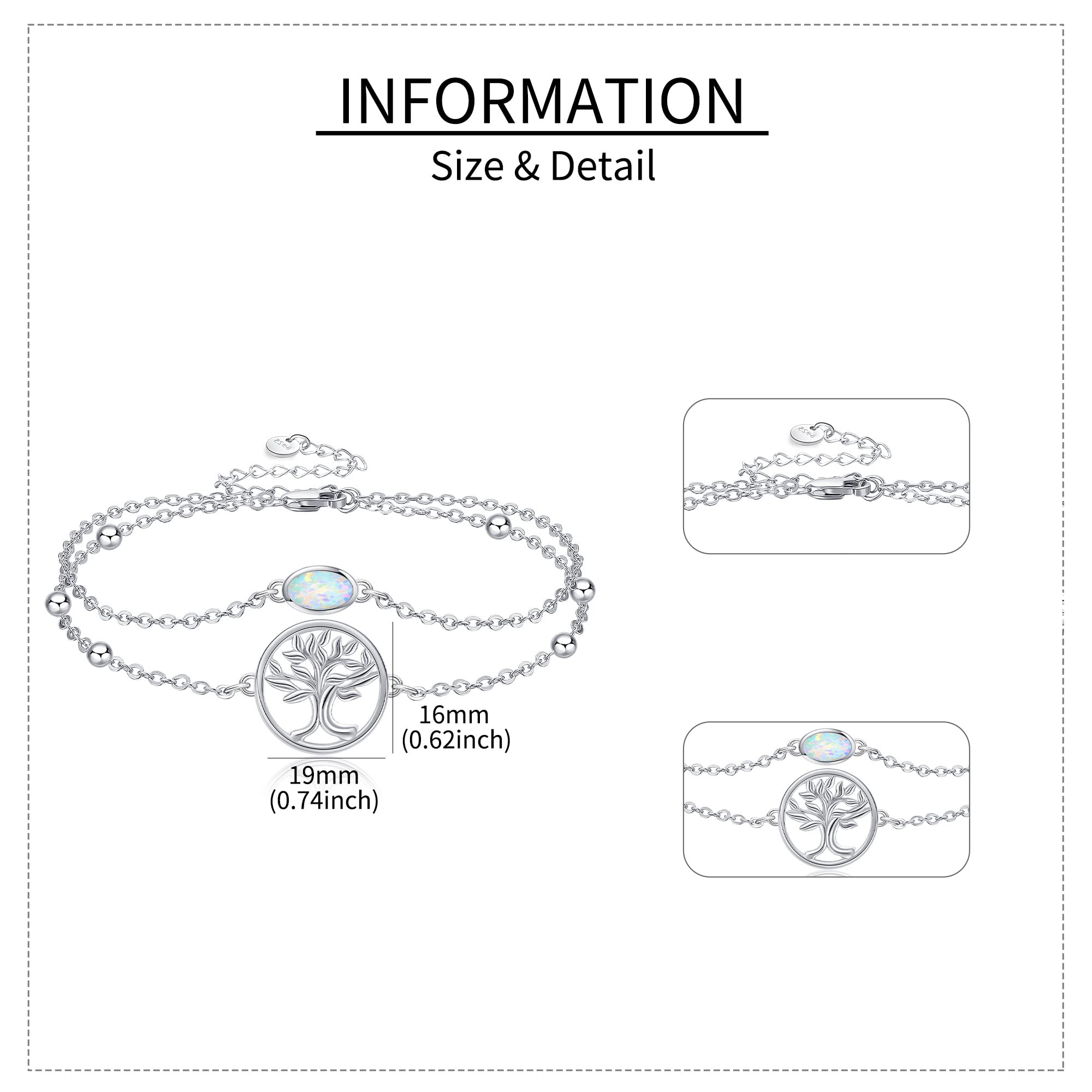 MONGAS Tree of Life/Dragonfly/Butterfly/Hamsa Evil Eye/Elephant/Daisy/Turtle Bracelets Sterling Silver Adjustable Bracelet Christmas Jewelry Gifts for Women - Image 4