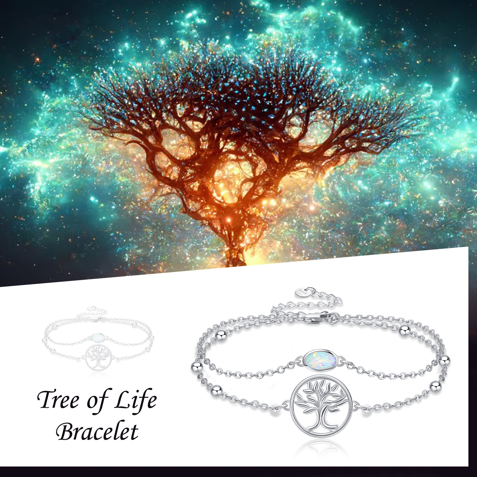 MONGAS Tree of Life/Dragonfly/Butterfly/Hamsa Evil Eye/Elephant/Daisy/Turtle Bracelets Sterling Silver Adjustable Bracelet Christmas Jewelry Gifts for Women - Image 5